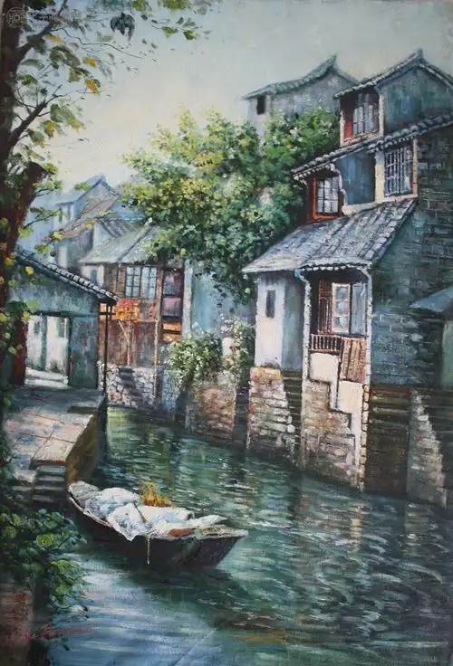 陈逸飞《周庄油布》