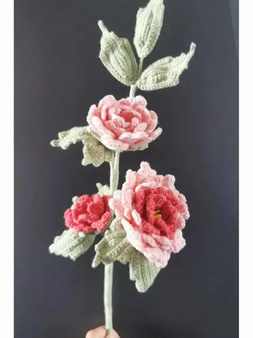 钩针牡丹花付图解