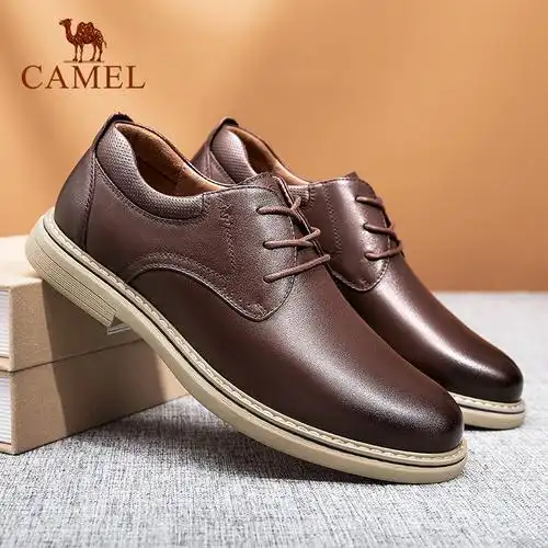 男鞋骆驼2020春季新款青年商务休闲皮鞋男头层休闲皮鞋