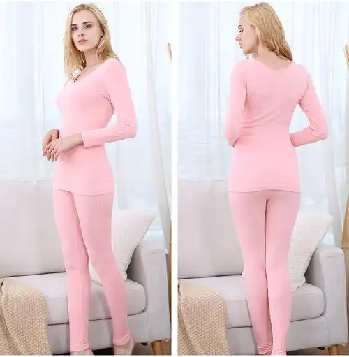 女士秋衣秋裤美体紧身纯色棉毛衫线衣线裤薄款打底保暖内衣套装