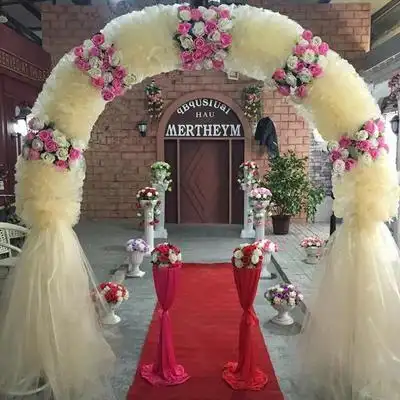 婚庆拱门气球婚礼绢花花门拱门花架雪纱彩虹幸福门喜庆成品花拱门