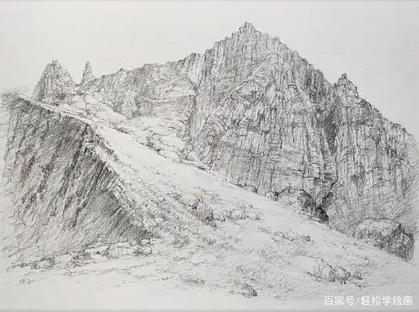 如何画素描风景?细分局部讲解——怎样画山?步骤分析及处理方式