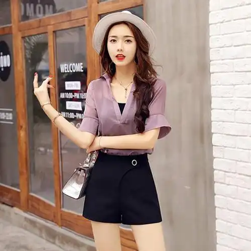 夏装新品名媛省心搭配套装女装两件套显瘦时尚时髦套装裤主要参数品牌