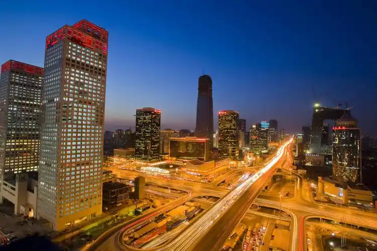 立交桥,摩天大楼,夜景,汽车,北京,中国,亚洲,繁华,遗迹,图片,景观