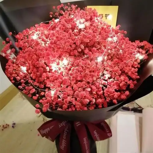 鲜满天星束生日礼物送闺密教师节礼物情人节母亲节礼物大红色大束不带