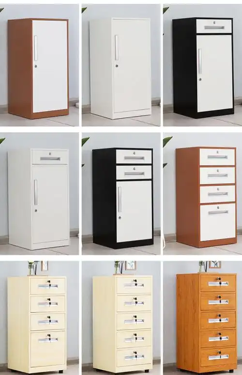 铁皮柜文件资料柜办公桌下活动抽屉柜带锁密码矮柜收纳储物小柜子单门