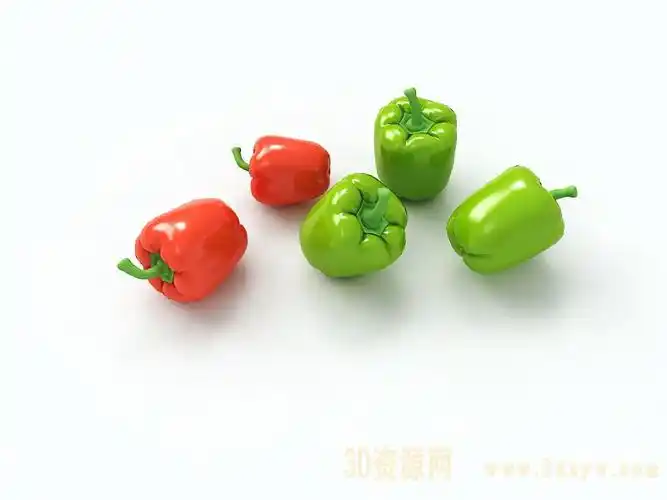 大炮辣子 菜辣椒模型 红辣椒 绿辣椒3d模型