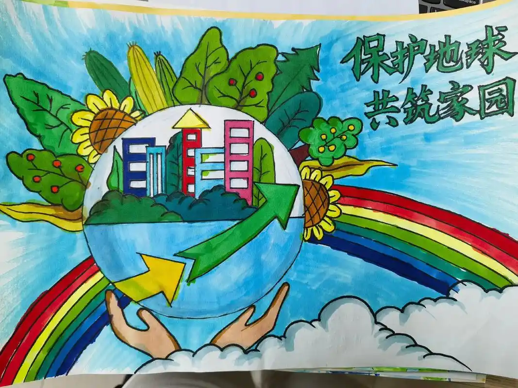 可爱的孩子们棒棒哒 文华未来学子环保绘画作品 - 抖音