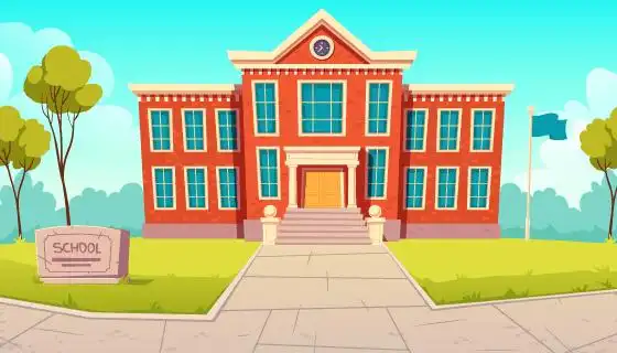 手绘风格学校大楼矢量素材(eps)_dowebok