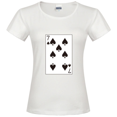 扑克牌黑桃7时尚修身纯棉t恤女款