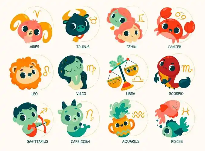 十二星座手绘图标矢量图