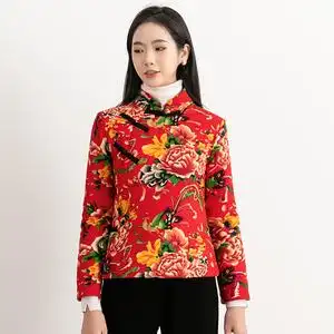 00liuyansurprise淘宝定制大襟唐装小棉袄女秋冬中国风茶服碎花棉衣