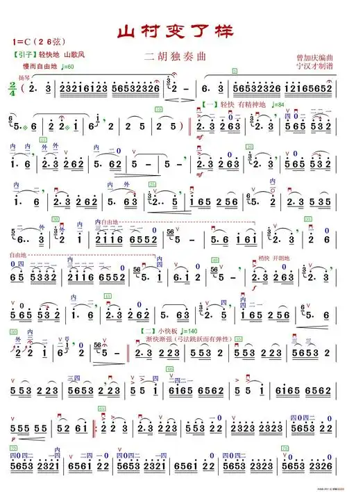 山村变了样(高清版曲谱)_简谱