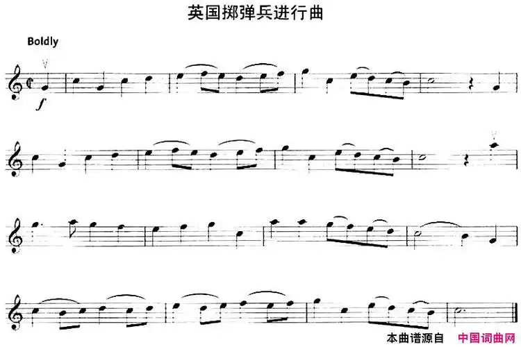 《英国掷弹兵进行曲》原创简谱, - 提琴曲谱 - 器乐谱 - 词曲网(原名