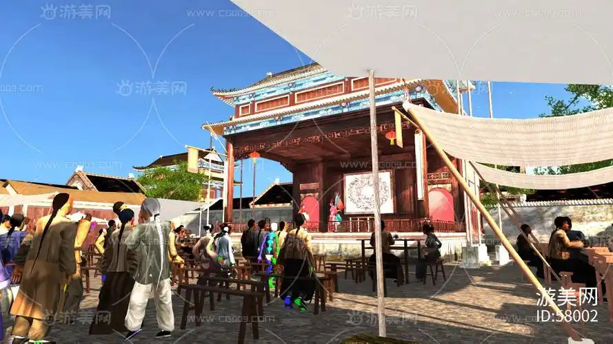 古代戏台 有动画 古代人物 京剧 唱戏的人物