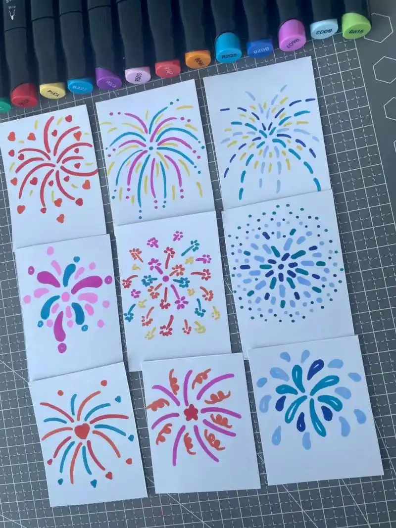 92简笔画|手抄报烟花元素这样画超简单 93节日里小朋友们有没有和