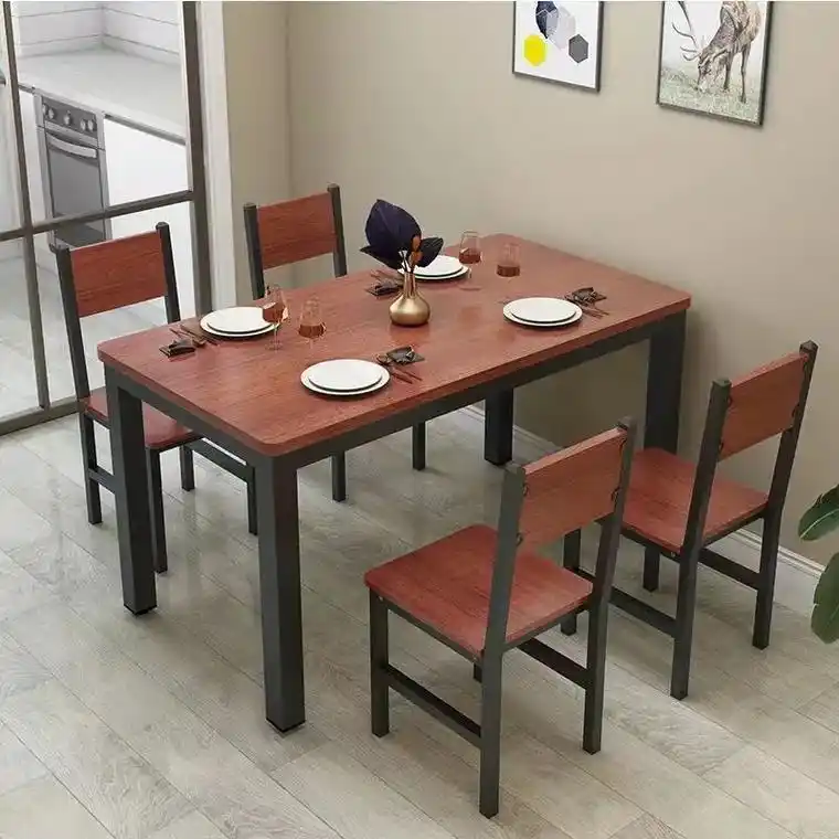 餐桌椅组合家用吃饭桌子小户型长方形快餐桌椅饭店小吃店 - 抖音