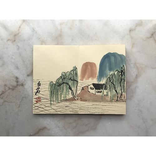 名家国画大师齐白石册页山水画字画真迹精品书画收藏古董古玩