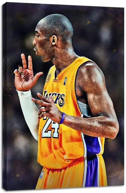 wall art 科比·布莱恩特海报帆布绘画篮球运动员 nba 传奇黑色曼巴