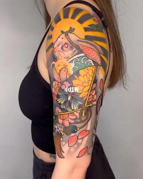 日式大臂纹身兔子纹身