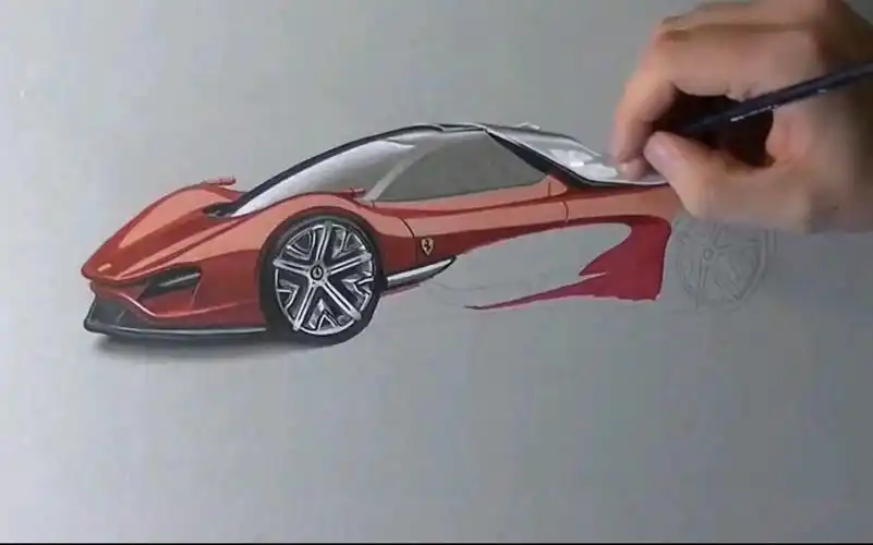 彩铅高阶教程|3d超写实立体跑车绘制从零开始学彩铅 #100天打卡计划