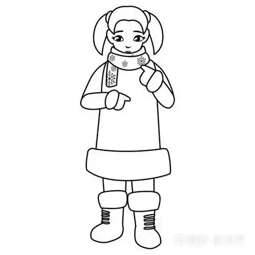 美丽的小女孩与冬天的衣服插画-正版商用图片17ve46-摄图新视界