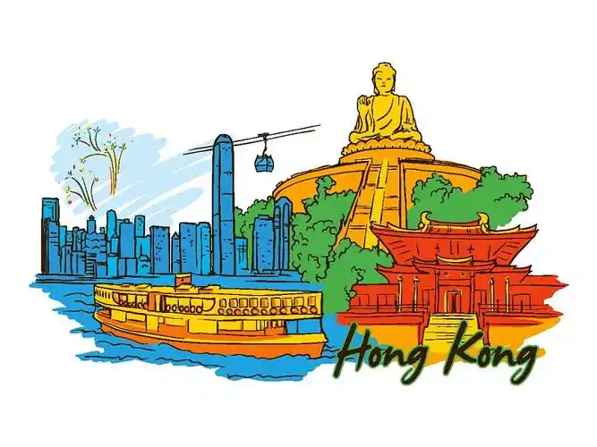 香港涂鸦矢量插图图片