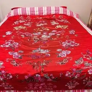 大红鸳鸯被传统老式手缝棉花被古风结婚婚庆陪嫁丝绸缎红被子