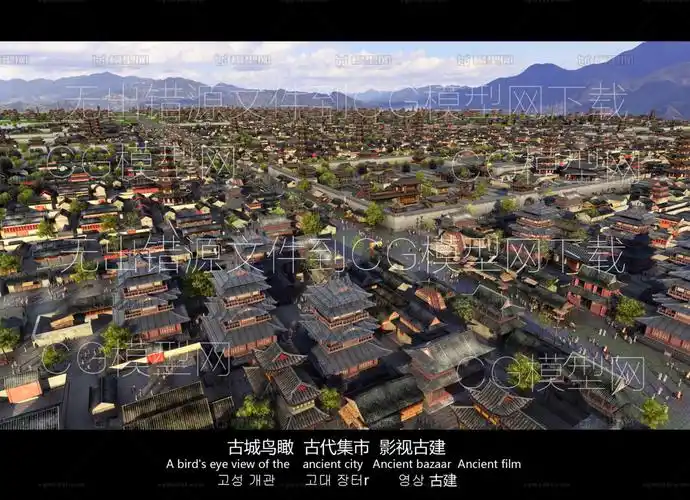 古建 古城 古镇 古城鸟瞰 古镇鸟瞰 古塔 古城池 皇宫 古代集市 古城