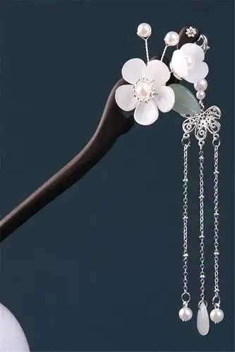 黑檀木发簪女古风发饰盘发木簪流苏步摇琉璃吊坠簪子汉服头饰配饰