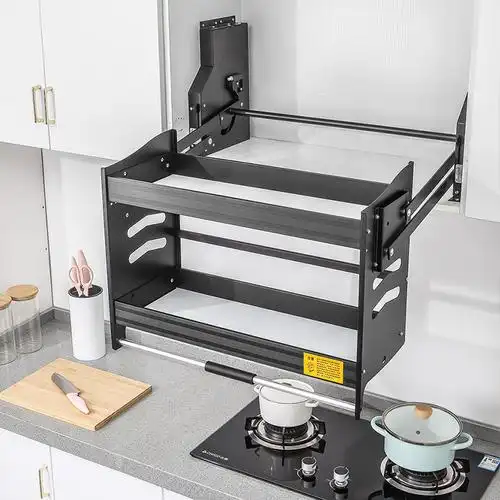 升降拉篮厨房吊柜下拉式拉篮橱柜置物架上下调味拉篮