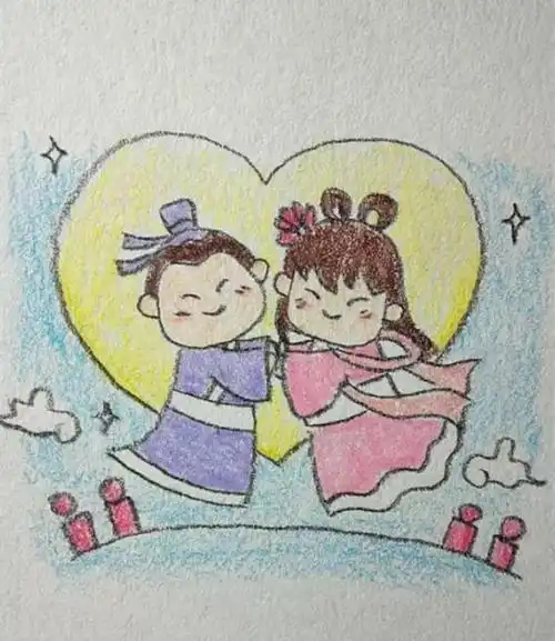 七夕节画牛郎织女简笔画步骤图片