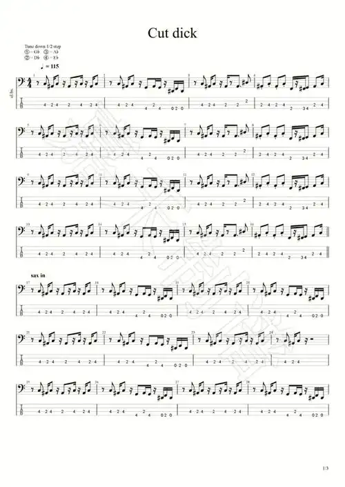 cutdick贝斯谱