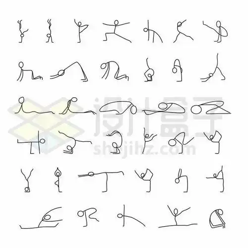 做出各种动作的线条小人儿简笔画3454963矢量图片免抠素材 人物素材