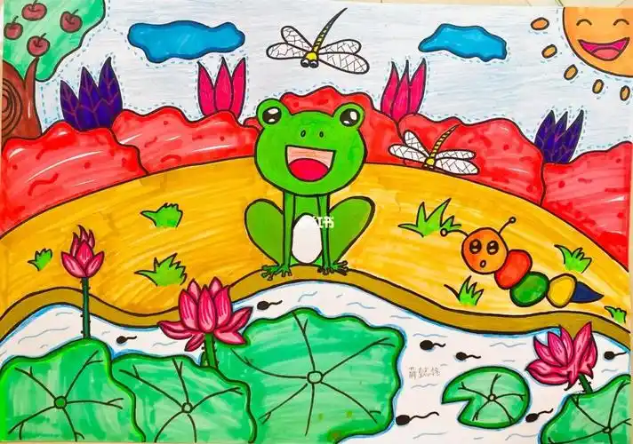 儿童简笔画青蛙炎炎夏日
