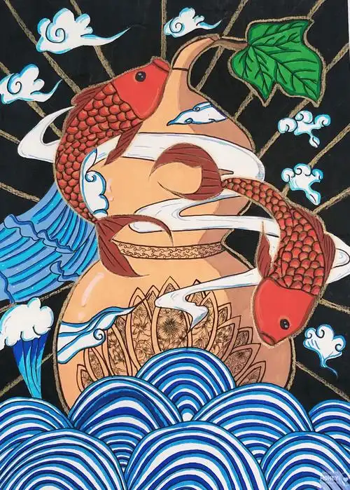 (国潮作品是以中国传统绘画元素为基础,与现代绘画表现相碰撞的艺术