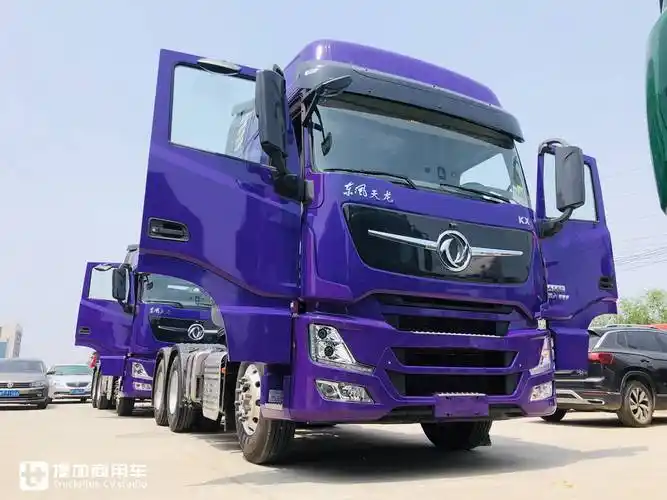 经典紫罗兰涂装2021款东风天龙kx牵引车实拍车主说要用它再跑青藏线