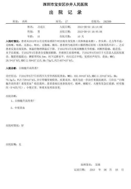 创意电子病历制作 宝安区沙井人民医院 手术记录 出 院 记 录