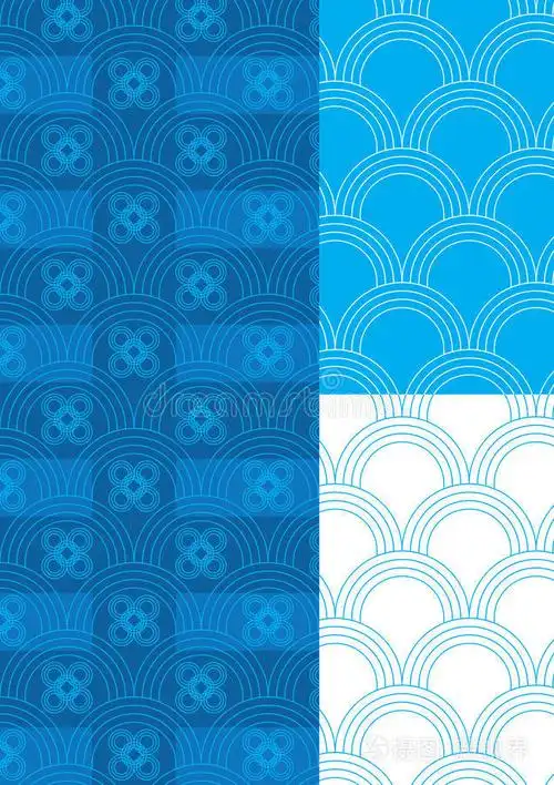 半圆形蓝色主题图案无缝