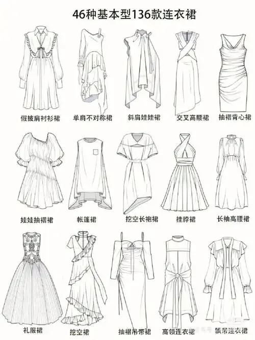 半裙,连衣裙款式图合集 | 130款半裙,136款连衣裙