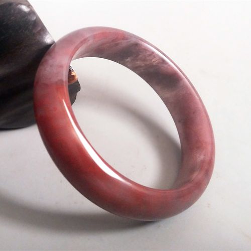 鸡血天然乾坤精品红飘料粉贵妃镯子玉石石镯子手饰