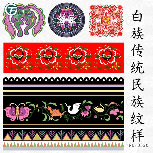 白族纹样少数民族中式传统文化大理特色花纹图案设计辅助矢量素材