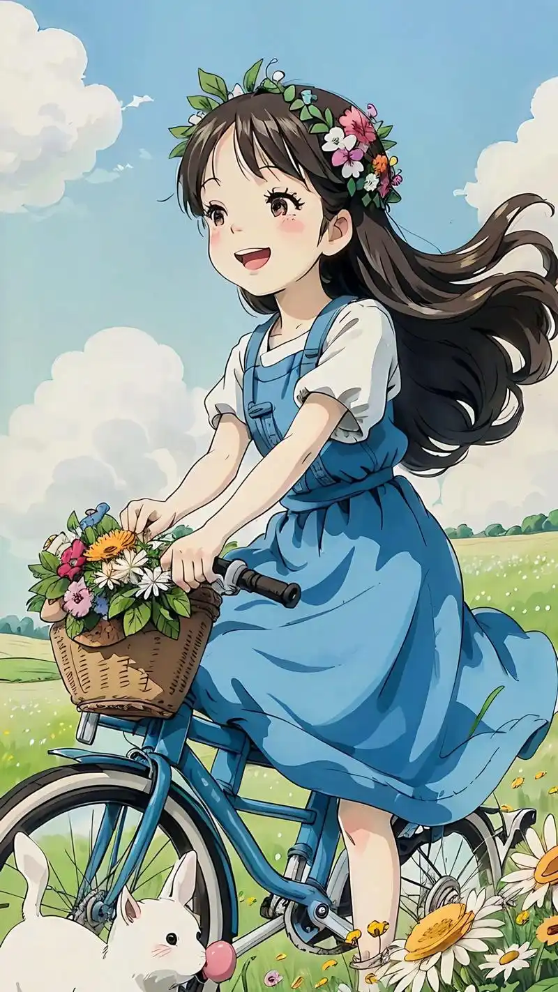 一个开心的少女,在田野上哈哈大笑,短袖,头戴花环,穿着连衣裙 - 抖音