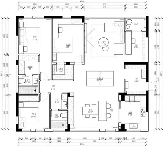 松江轻奢风格装修,150平房子装修_设计图_餐厅_客厅