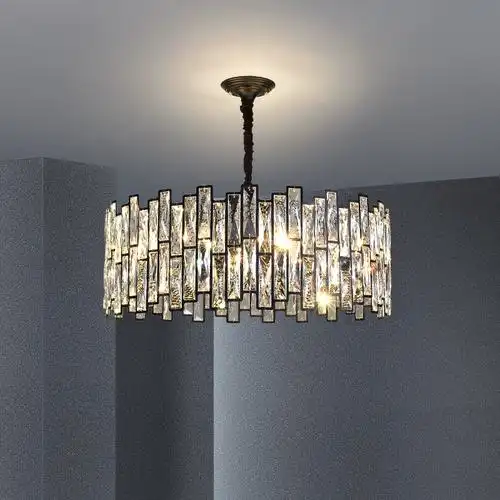 轻奢风客厅灯后现代水晶吊灯简约大气餐厅卧室美式灯具2023年新款