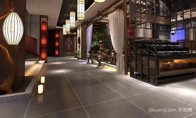 新中式火锅店加料区装修效果图