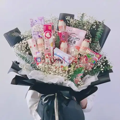 爱彤 鲜花速递零食大礼包花束成品 巧克力真知棒花束 生日礼物送女