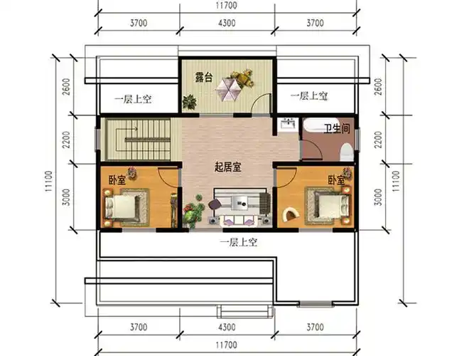 11米x12米都市农庄钢架小别墅户型图