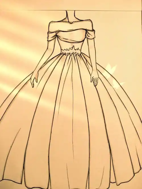 婚纱礼服手绘简笔画74绘画过程小红书宝宝们[海豚r]!