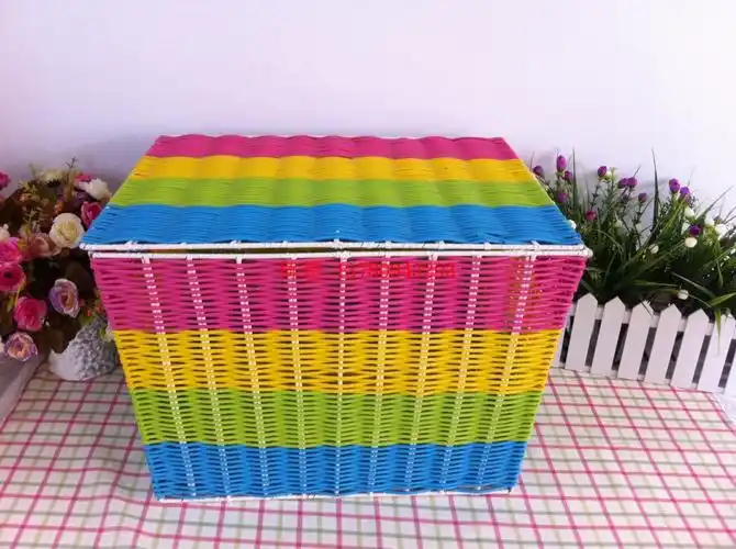 供应优质塑编脏衣筐 梯形收纳筐 玩具筐 外贸 藤编